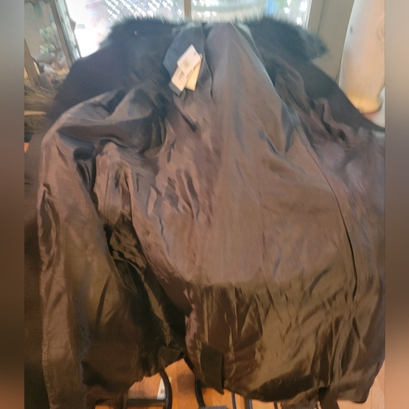 Guess Wool Blend Coat with Faux Fur Collar Brushed Fabric 3/4 Length Designer 68 - Picture 14 of 16